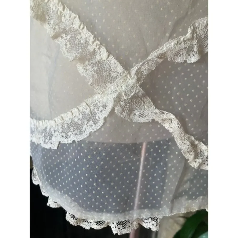 Vintage 50's Sheer Blue Lace Half Apron